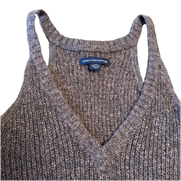 American Eagle Women’s Cold Shoulder Brown Knit Sweater Zipper Detailing Sz SM - Picture 5 of 8